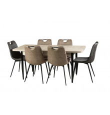 ტრავერტინის მაგიდა 6 სკამით