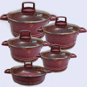 გრანიტის ქვაბები  UAKEEN RED 5 PCS VK-20