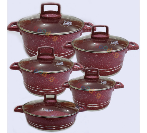 გრანიტის ქვაბები UAKEEN RED 6 PCS 285056 გრანიტის ქვაბები UAKEEN RED 6 PCS 285056