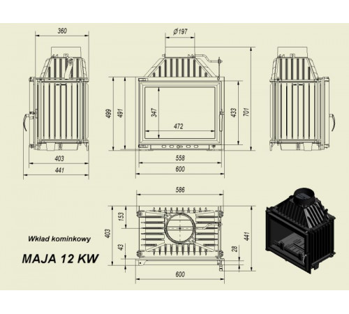 ბუხარი Kratki OLIWIA/PF 18kW ბუხარი Kratki OLIWIA/PF 18kW
