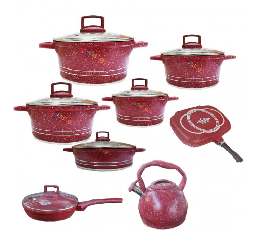 გრანიტის ქვაბების ნაკრები ჩაიდნით UAKEEN 8PCS 673798 გრანიტის ქვაბების ნაკრები ჩაიდნით UAKEEN 8PCS 673798