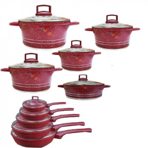 ქვაბების ნაკრები UAKEEN RED 10 PCS 336810