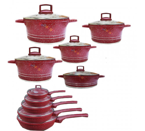 ქვაბების ნაკრები UAKEEN RED 10 PCS 336810 ქვაბების ნაკრები UAKEEN RED 10 PCS 336810