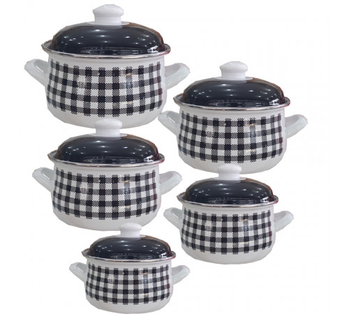 ქვაბების ნაკრები INFINITY BLACK N WHITE 5 PCS ქვაბების ნაკრები INFINITY BLACK N WHITE 5 PCS