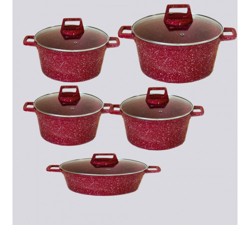 გრანიტის ქვაბები UAKEEN RED 5 PCS გრანიტის ქვაბები UAKEEN RED 5 PCS