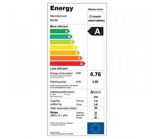 სარეცხი მანქანა საშრობით INDESIT EWDE 71280 W EU სარეცხი მანქანა საშრობით INDESIT EWDE 71280 W EU