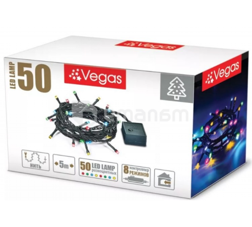 საახალწლო განათება VEGAS "ბურთები" 8 რეჟიმი 5 მ 50 ფერადი LED ნათურა საახალწლო განათება VEGAS "ბურთები" 8 რეჟიმი 5 მ 50 ფერადი LED ნათურა
