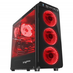 ქეისი Genesis Mid-Tower IRID 300 Black with Red Light