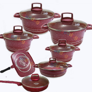 გრანიტის ქვაბები  UAKEEN RED 7 PCS VK-20