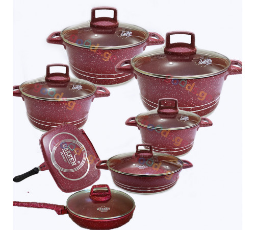 გრანიტის ქვაბები UAKEEN RED 7 PCS 889117 გრანიტის ქვაბები UAKEEN RED 7 PCS 889117