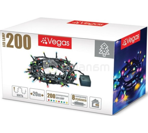 საახალწლო განათება VEGAS 8 რეჟიმი 20 მ 200 ფერადი LED ნათურა საახალწლო განათება VEGAS 8 რეჟიმი 20 მ 200 ფერადი LED ნათურა