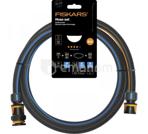 კომპლექტი შლანგის და კონექტორების Fiskars 1057621 Q4 1/2" 1.8 მ კომპლექტი შლანგის და კონექტორების Fiskars 1057621 Q4 1/2" 1.8 მ