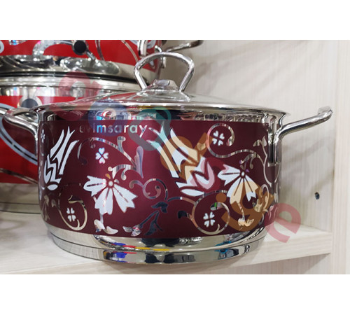 ქვაბების ნაკრები EVIMSARAY ASUDE BURGUNDY TULIP ქვაბების ნაკრები EVIMSARAY ASUDE BURGUNDY TULIP