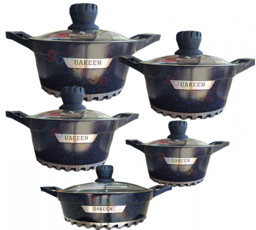 გრანიტის ქვაბები UAKEEN DARK BLUE 5 PCS გრანიტის ქვაბები UAKEEN DARK BLUE 5 PCS