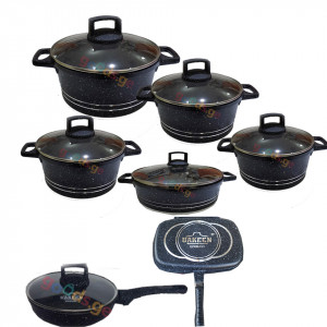 გრანიტის ქვაბები  UAKEEN RED 7 PCS 889117