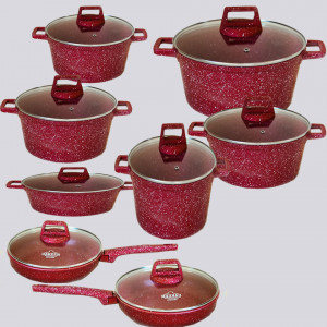გრანიტის ქვაბები  UAKEEN RED 8 PCS