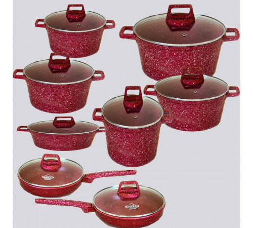 გრანიტის ქვაბები UAKEEN RED 8 PCS გრანიტის ქვაბები UAKEEN RED 8 PCS