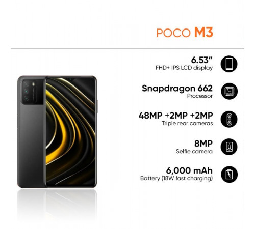 მობილური ტელეფონი POCO M3 4GB/64GB BLACK მობილური ტელეფონი POCO M3 4GB/64GB BLACK