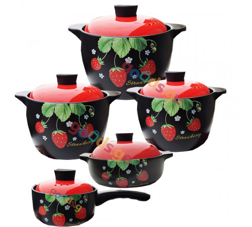 კერამიკული ქვაბების ნაკრები STRAWBERRY 5 PCS კერამიკული ქვაბების ნაკრები STRAWBERRY 5 PCS
