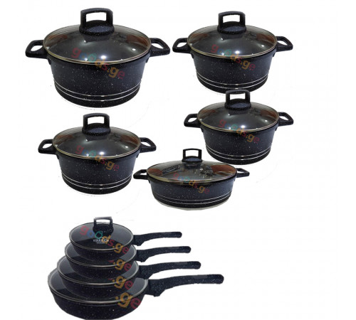 ქვაბების ნაკრები UAKEEN BLACK 9 PCS 545322 ქვაბების ნაკრები UAKEEN BLACK 9 PCS 545322