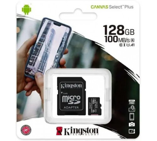 ფლეშ მეხსიერება Kingston 128GB Card + Adapter ფლეშ მეხსიერება Kingston 128GB Card + Adapter