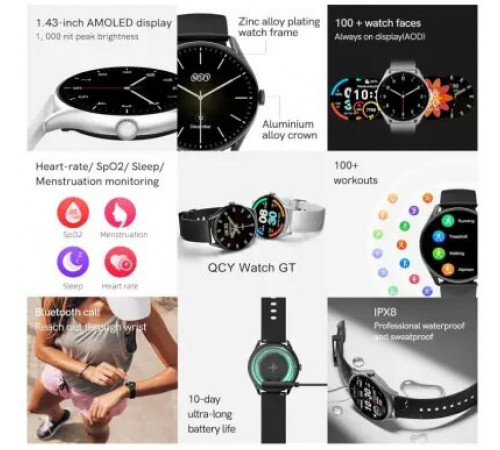სმარტ საათი QCY Smart Watch GT S8 Black სმარტ საათი QCY Smart Watch GT S8 Black