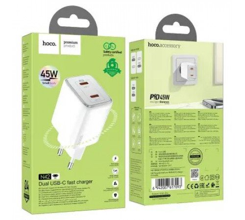 მობილურის დამტენი HOCO N42 PD45W (2C) white მობილურის დამტენი HOCO N42 PD45W (2C) white