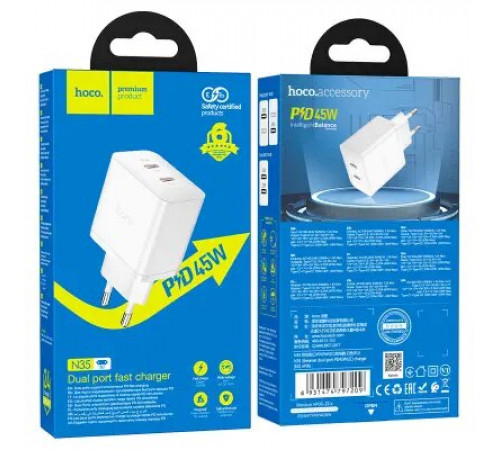 მობილურის დამტენი HOCO N35 PD45W (2C) white მობილურის დამტენი HOCO N35 PD45W (2C) white