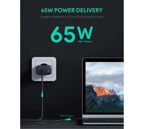 მობილურის დამტენი AUKEY PA-B4T 45W 2-Port PD Black მობილურის დამტენი AUKEY PA-B4T 45W 2-Port PD Black