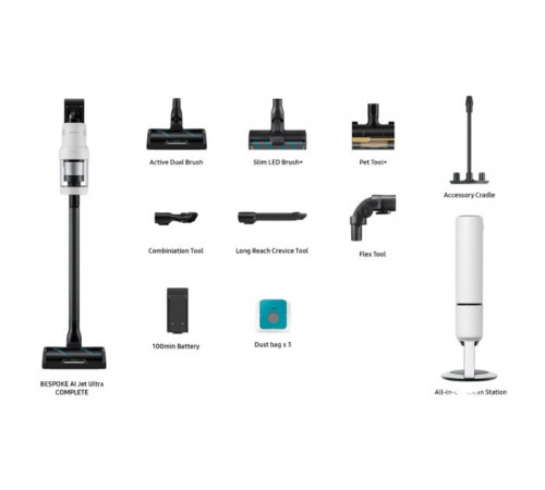 მტვერსასრუტი Samsung JET AI ULTRA VS90F40DFG/EV მტვერსასრუტი Samsung JET AI ULTRA VS90F40DFG/EV