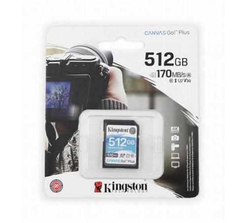 ფლეშ მეხსიერება Kingston Canvas Go Plus 512GB SD Card ფლეშ მეხსიერება Kingston Canvas Go Plus 512GB SD Card